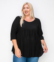 66 SQ-D {Special Moments} Black Babydoll Tunic EXTENDED PLUS SIZE 4X 5X 6X