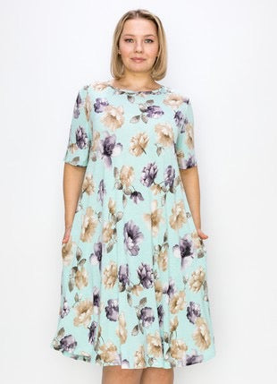 93 PSS-B {Keeping Hopeful} Mint Floral Dress w/Pockets EXTENDED PLUS SIZE 3X 4X 5X