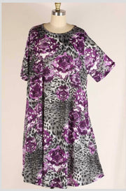 22 PSS-B {Steadfast Love} Purple/Black Damask Print Dress EXTENDED PLUS SIZE 3X 4X 5X *** FLASH SALE***