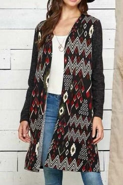 77 OT-P {Promises Kept} Burgundy/Black Print Duster PLUS SIZE XL 2X 3X