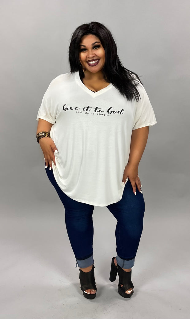 57 GT-A {Give It To God} Ivory V-Neck Tee PLUS SIZE 1X 2X 3X