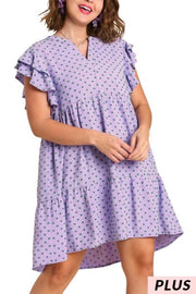 33 PSS-B {Be Unique} Umgee Lavender Heart Print Dress PLUS SIZE XL 1X 2X