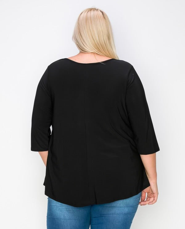 66 SQ-D {Special Moments} Black Babydoll Tunic EXTENDED PLUS SIZE 4X 5X 6X