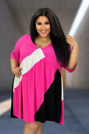 21 CP-G {Adventure In Fashion} Fuchsia Color Block Dress CURVY BRAND!!!  EXTENDED PLUS SIZE 4X 5X 6X