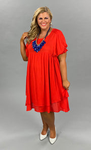 65 SSS-B {Moving Forward} ***FLASH SALE!  "UMGEE" Red Layered Dress PLUS SIZE XL 1XL 2XL