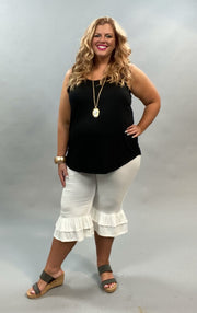 LEG-M {Feels So Right} ***FLASH SALE!! IVORY Ruffle Capri Pants CURVY BRAND!!! EXTENDED PLUS SIZE 3X 4X 5X 6X