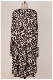 PLS-B {She's Got Sass} SALE!! Black Tan Leopard Long Sleeve Dress EXTENDED PLUS SIZE 3X 4X 5X