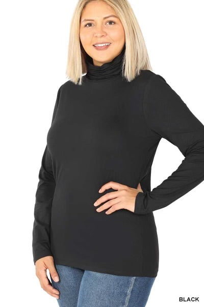 30 SLS-F {Holiday Home} Black Turtleneck Top PLUS SIZE 1X 2X 3X SALE!!