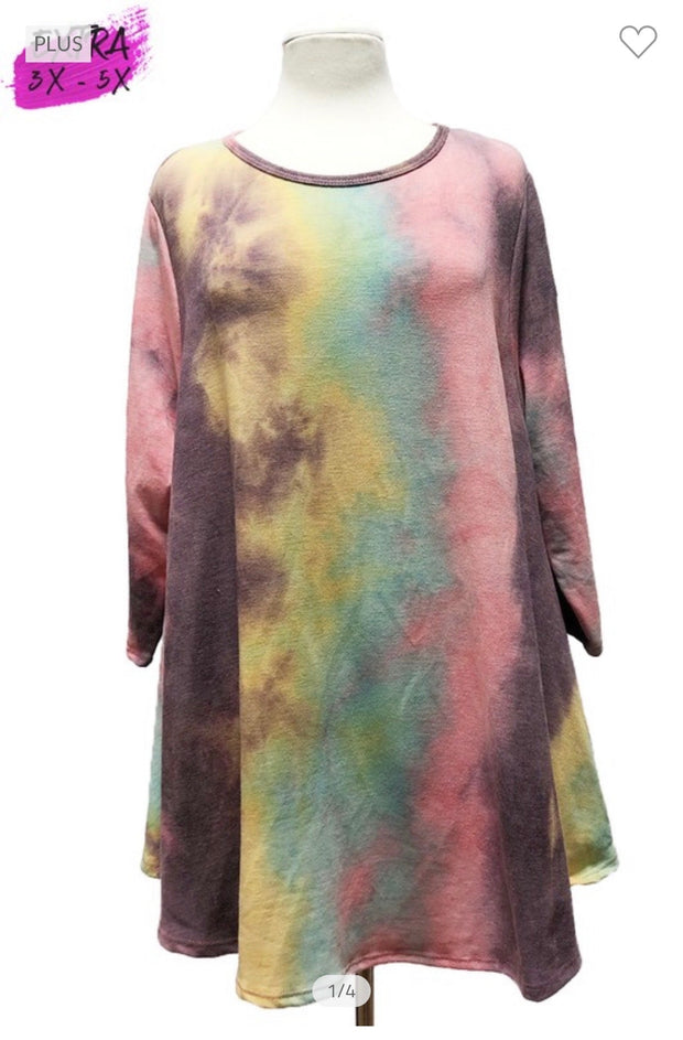 55 PQ-Z {Marbled Fun} ***SALE***Purple/Pink Tie Dye Top EXTENDED PLUS SIZE 3X 4X 5X