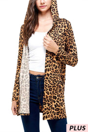 22 OT-P {Hold On Tight} Leopard SALE!!! Hooded Cardigan PLUS SIZE XL 2X 3X