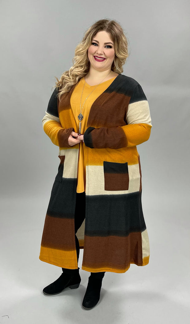 14 OR 56 OT-A {Mountain Vista} Mustard/ Brown Duster Plus Size 1X 2X 3X