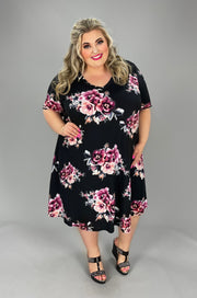 54 PSS-A {It Had To Be You} Black Floral V-Neck Dress EXTENDED PLUS SIZE 3X 4X 5X