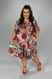 32 PSS-D {Flirty In Floral}  Floral Animal Print Dress EXTENDED PLUS SIZE 3X 4X 5X