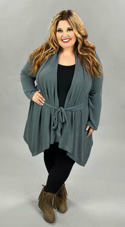 41 OT-C {Time To Go} Grey Tie Front Cardigan SALE!! PLUS SIZE XL 2X 3X