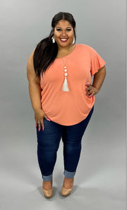 80 OS-D {Hang Loose} Sale! CORAL Tunic W/One Shoulder PLUS SIZE 1X 2X 3X