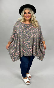 89 PQ-E {Design Fantasy} Taupe Animal Print Top PLUS SIZE 1X/2X  2X/3X