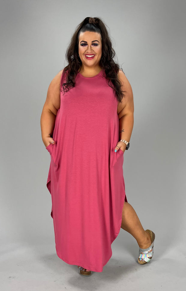 LD-L {Adoration} ROSE Sleeveless Maxi Dress PLUS SIZE 1X 2X 3X