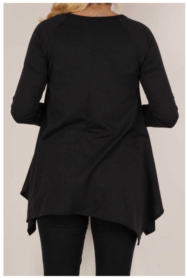 45-GT-B (My Heart is Golden) Black Tunic with Sequin Heart SALE!!!  PLUS SIZE 1X 2X 3X