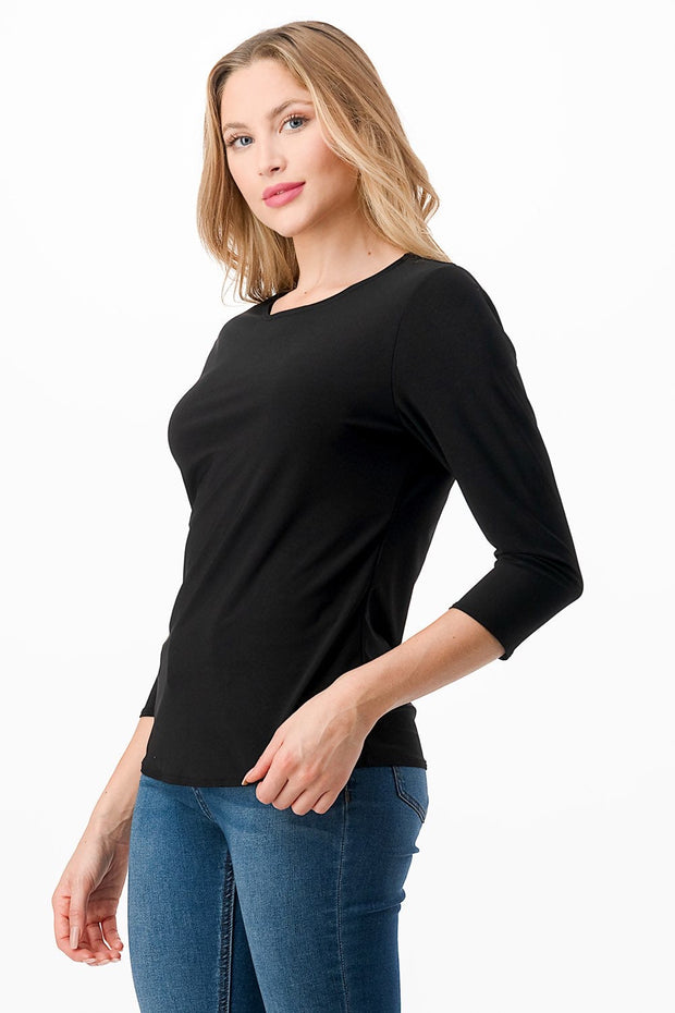 58 SQ-K {Chase The Good} Black Round Neck Top PLUS SIZE 1X 2X 3X