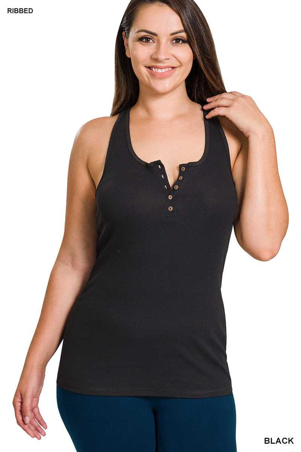 TANK {Savvy Chic} Black Ribbed Racerback Tank PLUS SIZE 1X 2X 3X