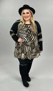 23 CP-B {Caught In The Wild} ***FLASH SALE***Black/Brown Leopard Tunic EXTENDED PLUS SIZE 4X 5X 6X