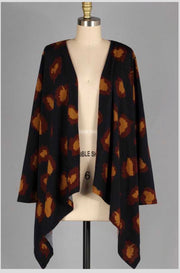 OT-A {Far From Over} Navy Camel Printed Cardigan PLUS SIZE XL 2X 3X