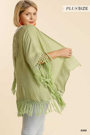 73 OT-A {Hippy At Heart} UMGEE Kiwi Green Kimono Plus Size XL/1X 1X/2X