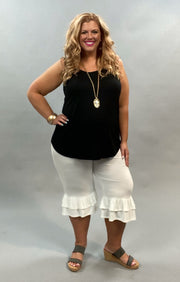 LEG-M {Feels So Right}  IVORY Ruffle Capri Pants CURVY BRAND!!! EXTENDED PLUS SIZE 3X 4X 5X 6X