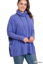 38 SLS-D {Sweet Advice} Bright Blue Cowl Neck Top SALE!!  PLUS SIZE 1X 2X 3X