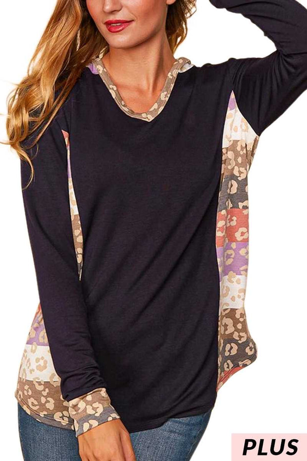 67 HD-Z {The Lines Have It}  SALE!!! Navy/Mixed Print Hoodie PLUS SIZE XL 2X 3X