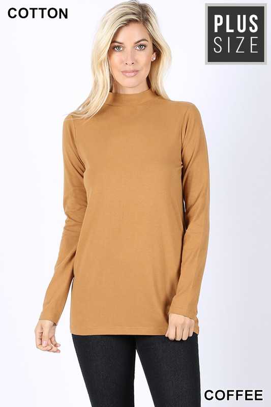 12 OR 56 SLS-D {Admiring Style} Coffee High Neck Top PLUS SIZE 1X 2X 3X