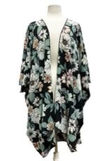 61 OT-O {Notice Me Now} Black Floral Kimono EXTENDED PLUS SIZE 3X 4X 5X