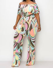 LD-M {Secrets To Share} Multi-Color Jumpsuit PLUS SIZE 1X 2X 3X