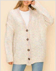 52 OR 37 OT-F {Full Of Cuddles} Oatmeal Buttoned Sweater PLUS SIZE 1X/2X  2X/3X