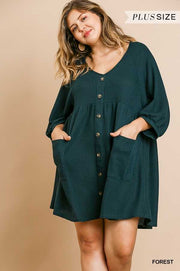 59 SQ-B {Simply The Best} Umgee Green Waffle Knit Dress PLUS SIZE XL 1X 2X