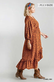 LD-A {Safari Vibes} UMGEE Leopard Print Hi/Low Dress Plus Size XL 1XL 2XL