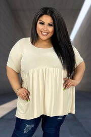 68 SSS-W {Blessed With Curvy} Taupe Babydoll Tunic PLUS SIZE 1X 2X 3X