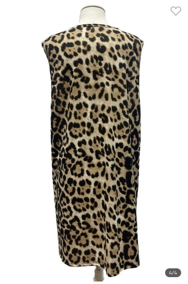 97 OT-M {Taking Trips} Brown Leopard Print Vest EXTENDED PLUS SIZE 1X 2X 3X 4X 5X