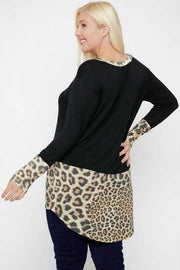 17 CP-M {Make It Up} Black ***SALE***With Leopard Detail Tunic PLUS SIZE XL 2X 3X