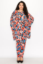 17 SET-Z {Grand Entrance} Red Orange Leopard Set EXTENDED PLUS SIZE 3X 4X 5X