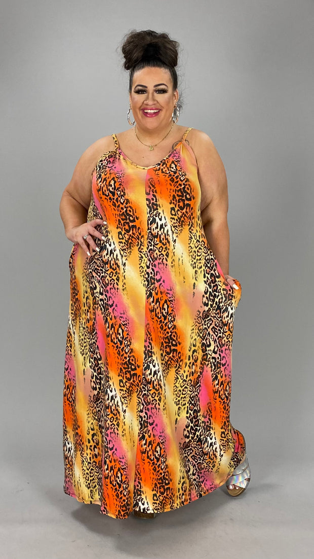 LD-P {Effortlessly Elegant} Multi-Color Leopard Maxi Dress  PLUS SIZE 1X 2X 3X