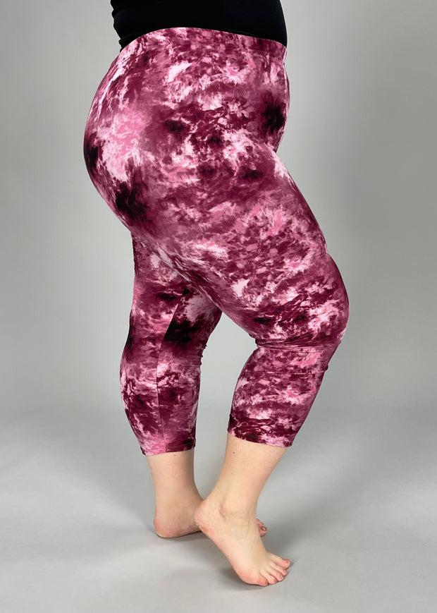 LEG-60 {Winning Wishes} Pink/Purple Butter Soft Capri Leggings EXTENDED PLUS SIZE 3X/5X