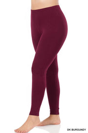 LEG-N {Embrace Change} Dk Burgundy Cotton Full Length Leggings PLUS SIZE 1X 2X 3X