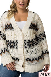 35 OT-D {Cold Chaser} Natural Buttoned SALE!!! Sweater PLUS SIZE 1X/2X  2X/3X