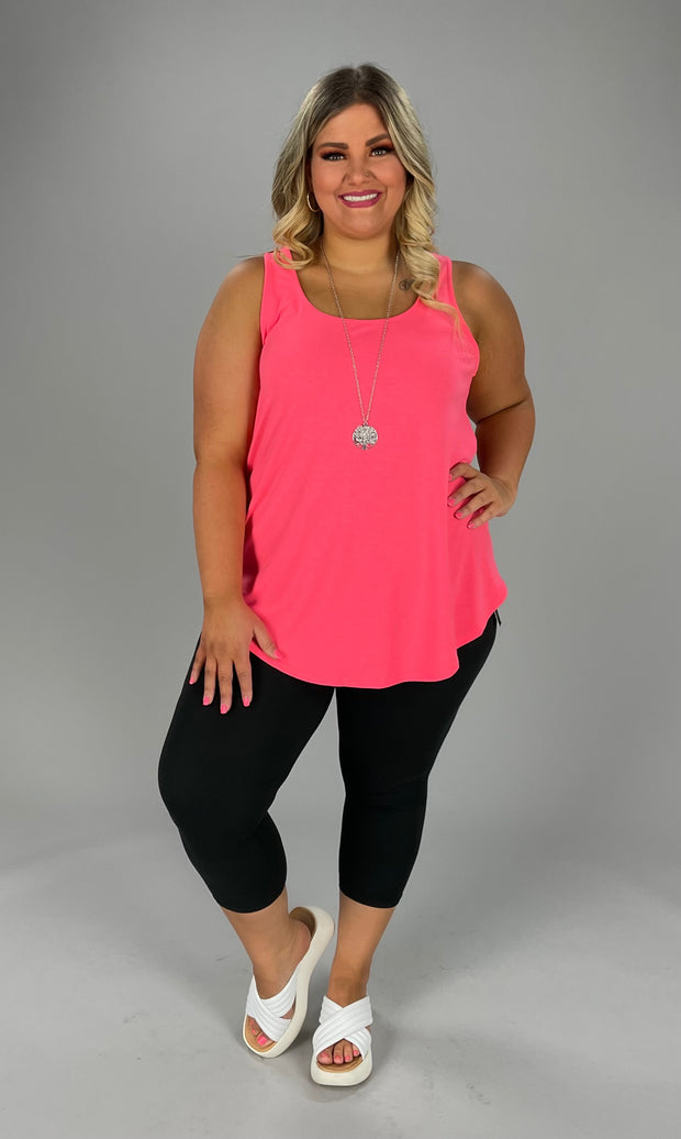 64 SV-A {Simply Delightful} Coral Pink Sleeveless Tank PLUS SIZE 1X 2X 3X