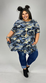 97 PSS-E {Camo For The Win} Navy Camo Print Top EXTENDED PLUS SIZE 3X 4X 5X