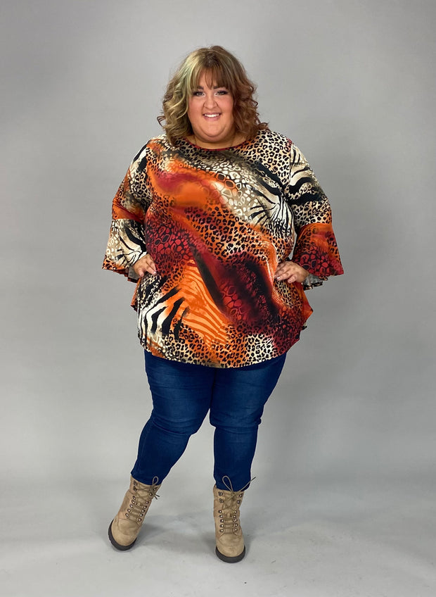 30 PQ-Q {Safari Chic} Rust Animal Print Top EXTENDED PLUS SIZE 3X 4X 5X