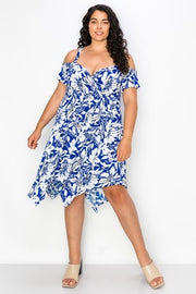 77 OS-B {Too Good To Me} Blue Floral V-Neck Dress CURVY BRAND!!!  EXTENDED PLUS SIZE 4X 5X 6X