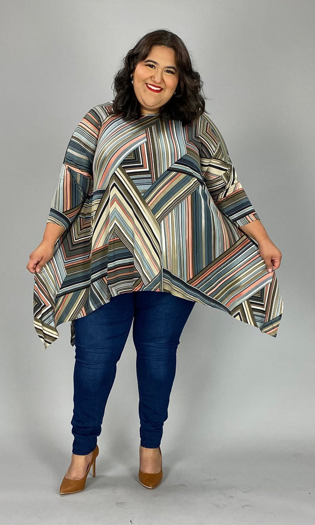 22 PQ-X {My Precious One} ***SALE***Pewter/Multi-Color Printed Top EXTENDED PLUS SIZE 3X 4X 5X