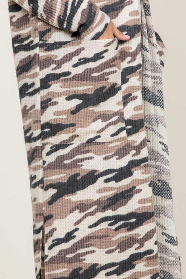 OT-Z {Get My Attention}  Ivory Tan Camo Waffle Duster PLUS SIZE XL 2X 3X